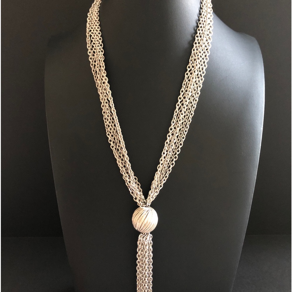 Vintage Crystal Ball Slide Necklace Clear Gold Tone